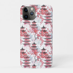 Elegant Chinese Pagoda Cherry Blossom iPhone 11 Pro Case