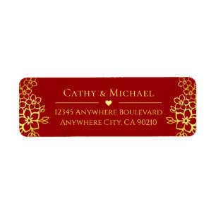Elegant Chinese wedding floral return address Label