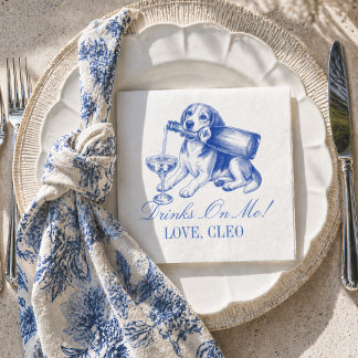Elegant Chinoiserie Beagle Champagne Wedding Napkin