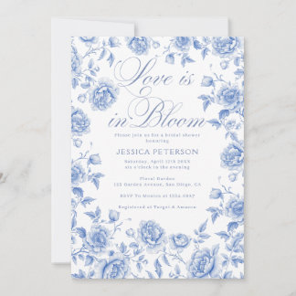 Elegant chinoiserie blue and white weddding invitation