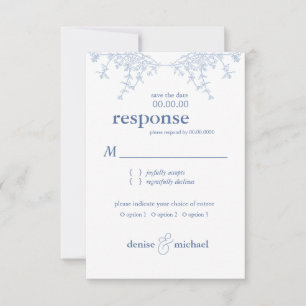 Elegant Chinoiserie Blue Pagoda Wedding RSVP Invitation