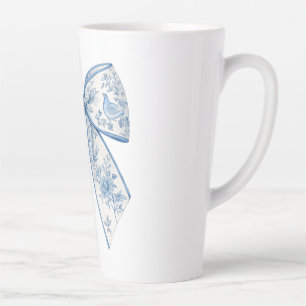 Elegant Chinoiserie Blue & White Bow Home Accessor Latte Mug