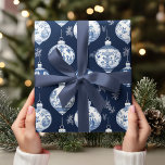 Elegant Chinoiserie Blue & White Ornament  Wrapping Paper<br><div class="desc">Transform your holiday gifting experience with this Elegant Chinoiserie Blue & White Christmas Ornament Design Pattern wrapping paper. Adorned with luxurious Chinoiserie baubles and featuring a stunning navy blue background, this vector Toile de Jouy design exudes sophistication and charm. The intricate ornament illustrations blend traditional elegance with modern flair, making...</div>