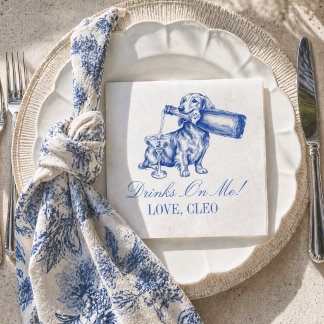 Elegant Chinoiserie Dachshund Champagne Wedding Napkin