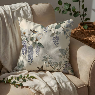 Elegant Chinoiserie Floral & Birds Cushion