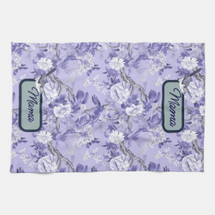 Elegant Chinoiserie Floral Lilac Tea Towel