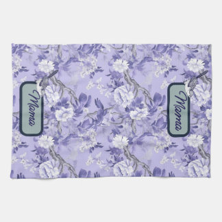 Elegant Chinoiserie Floral Lilac Tea Towel
