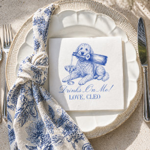 Elegant Chinoiserie Golden Doodle Wedding Napkin