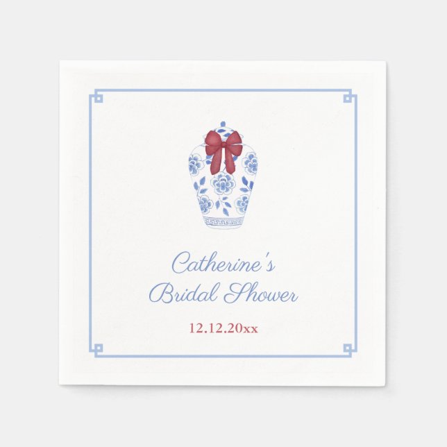 Elegant Chinoiserie Holidays Bridal Shower Party Napkin (Front)