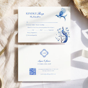 Elegant Chinoiserie Meal Choice Wedding RSVP Card