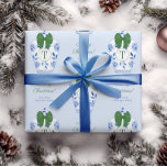 Elegant Chinoiserie Monogram Merry Christmas Wrapping Paper<br><div class="desc">This elegant design features a watercolor blue and white ginger jar with an elegant dark green bow. These elements were hand-painted by me before being arranged into a repeating pattern with the ability to add personalised text and a single letter monogram.</div>