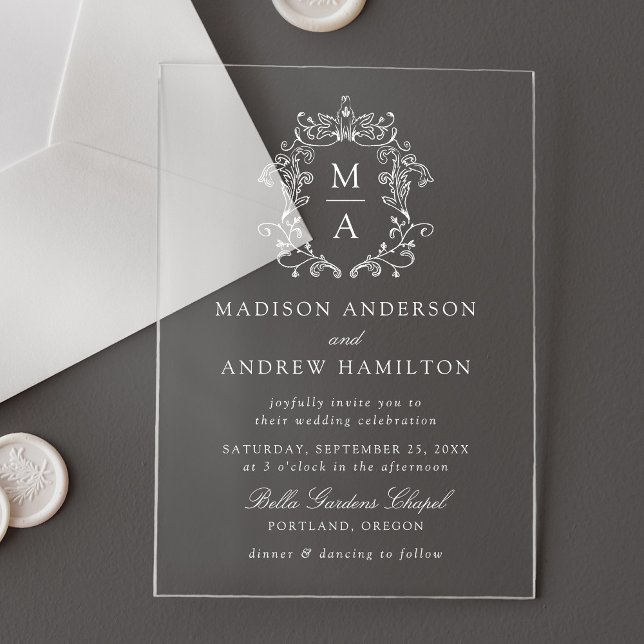 Elegant Chinoiserie Victorian Floral Wedding Acrylic Invitations (Creator Uploaded)