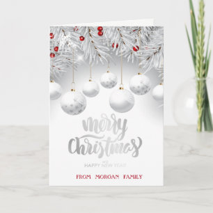 Elegant Chis Christmas Ball,White  Holiday Card