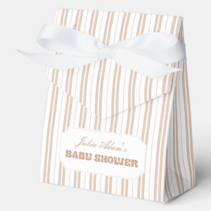 Elegant Choco Brown Striped Pattern Baby Shower Favour Box