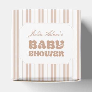 Elegant Choco Brown Striped Pattern Baby Shower Favour Box