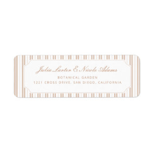Elegant Choco Brown Striped Pattern Baby Shower Return Address Label