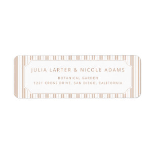 Elegant Choco Brown Striped Pattern Baby Shower Return Address Label