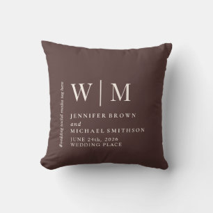 Elegant Chocolate Brown Beige Formal Event Wedding Cushion