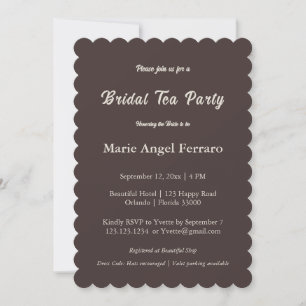 Elegant Chocolate Brown & Cream Bridal Tea Invitation