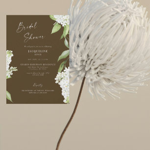 Elegant Chocolate Brown Hydrangea Bridal Shower  Invitation