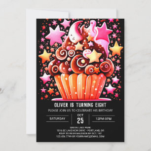 Elegant Chocolate Delight Muffin Girl Birthday Invitation