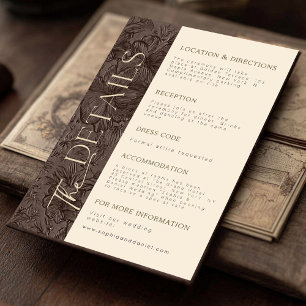 Elegant Chocolate Mocha Wedding Details Card