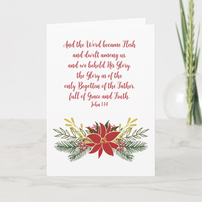 Elegant Christian Bible Verse Christmas Poinsettia Holiday Card ...