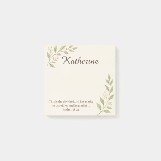 Elegant Christian Botanical Sticky Post-It Notes (Front)