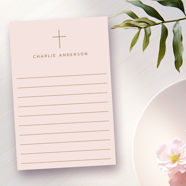 Elegant Christian cross name light blush pink Post-it Notes (Elegant Christian cross name light blush pink Post-it Notes)