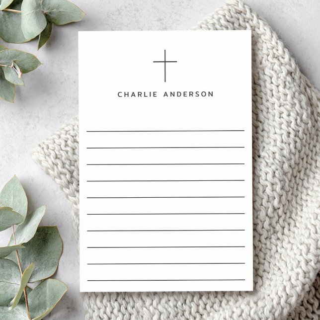 Elegant Christian cross name lined white Post-it Notes (Elegant Christian cross name lined white Post-it Notes)