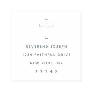 Elegant Christian Cruxifix Cross Return Address Self-inking Stamp