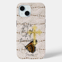 Elegant Christian Knitwear Brown Butterfly Cross
