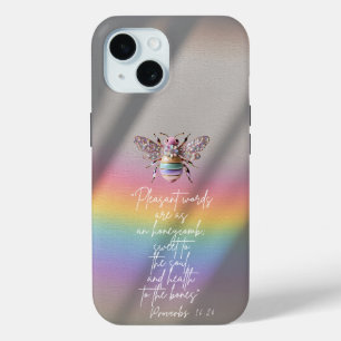 Elegant Christian Rainbow Photograph Pastel Bee iPhone 15 Case