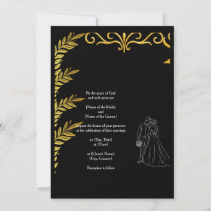 Elegant Christian Wedding Invitation   Gold Floral