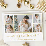 Elegant Christmas 5 Photo Calligraphy Gold Frame Holiday Card<br><div class="desc">Modern Calligraphy Script Merry Christmas 5 Photo Holiday Card - Gold Frames</div>