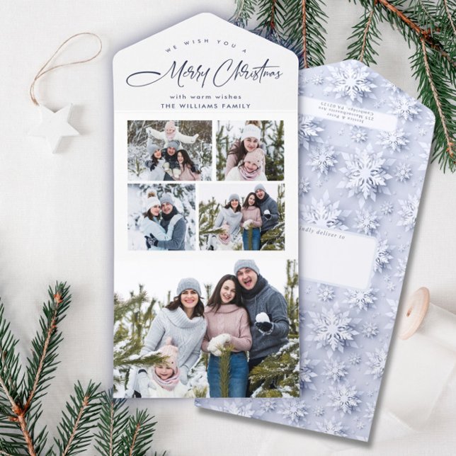 Elegant Christmas 5 Photo Greeting Holiday Card (Creator Uploaded)