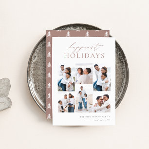 Elegant Christmas 6 Photo Collage Happiest Holiday Card