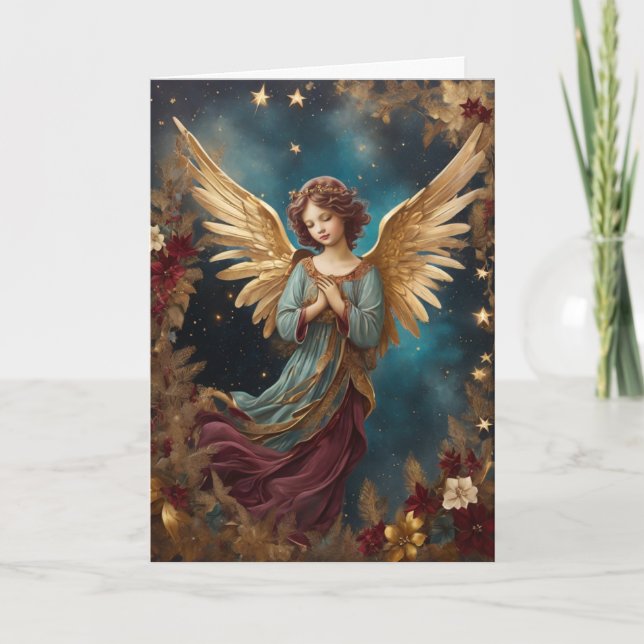 Elegant Christmas Angel Personalised Message Card (Front)