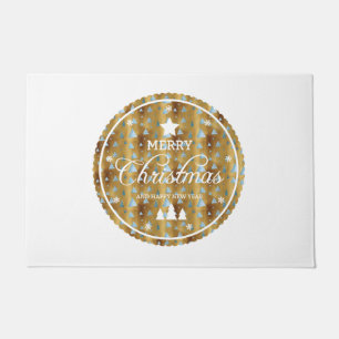 Elegant Christmas badge Sparkling in Gold  glitter Doormat