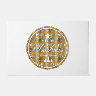 Elegant Christmas badge Sparkling in Gold  glitter Doormat
