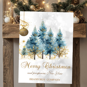 Elegant Christmas Ball Forest Bokeh Holiday Card