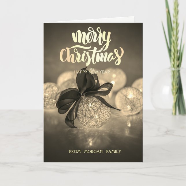 Elegant Christmas Ball Ornament Holiday Card (Front)