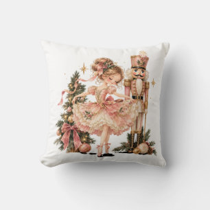 Elegant Christmas Ballerina & Nutcracker Pillow –
