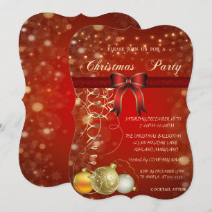 Elegant Christmas Balls, Bow Corporate Party Invitation