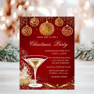Elegant Christmas Balls,Champagne Red Company  Invitation