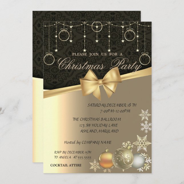 Elegant Christmas Balls, Corporate Christmas Party Invitation (Front/Back)