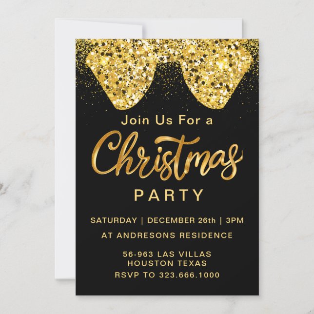 Elegant Christmas Balls, Corporate Christmas Party Invitation (Front)