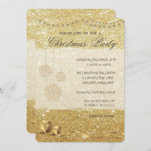 Elegant Christmas Balls,Glittery ,Christmas Party Invitation