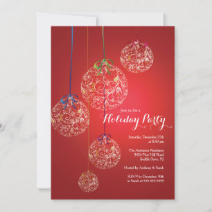 Elegant Christmas Balls Holiday Invitation