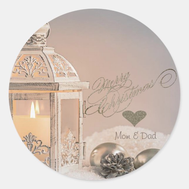Elegant Christmas Balls,Lantern Classic Round Sticker (Front)